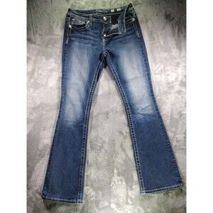 Miss Me Jeans Womens 30 Chloe Boot Thick Stitch Flap Pocket Embellished Cross